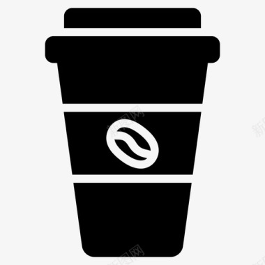 纸咖啡杯饮料黑图标