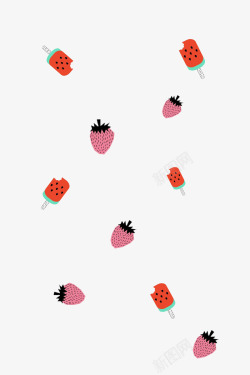 水果冰棍草莓西瓜味雪糕漂浮物高清图片