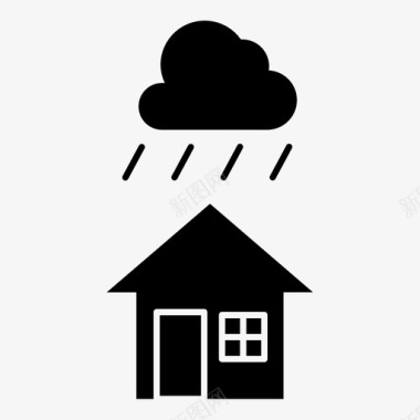 雨和房子气候温度图标
