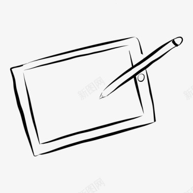平板电脑和铅笔苹果铅笔创作图标