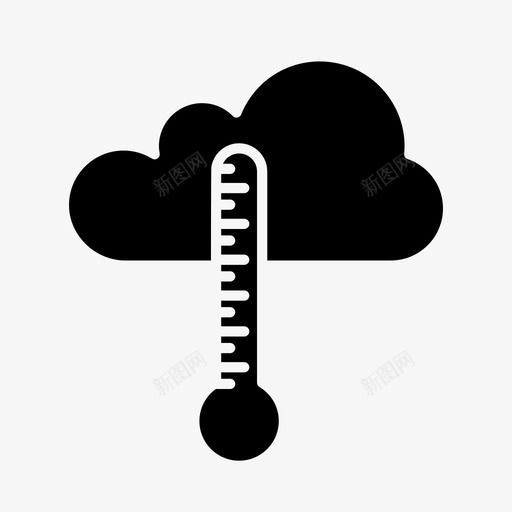 温度计云多云svg_新图网 https://ixintu.com 温度计 多云 天气预报 季风 固体 图标