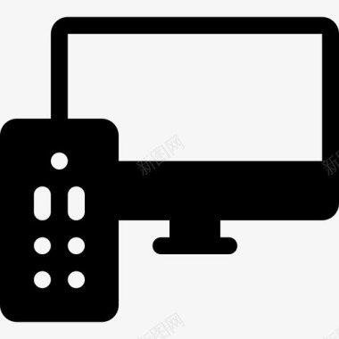 电视和遥控器显示器电视图标