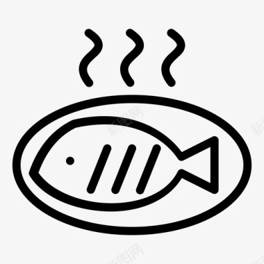 炸鱼烹饪食物图标