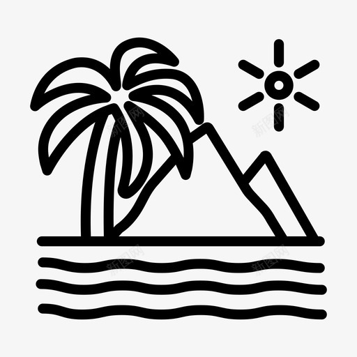岛海滩山svg_新图网 https://ixintu.com 海滩山 海洋 棕榈树 潜水