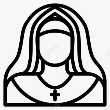 修女天主教徒基督徒图标