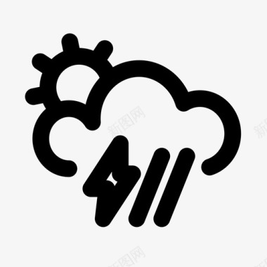 晴雨和闪电气候预报图标