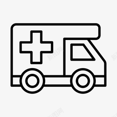 汽车和十字架救护车医疗保健图标