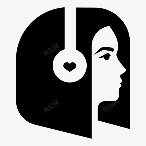 音乐爱好者女孩耳机svg_新图网 https://ixintu.com 音乐 爱好者 女人 女孩 耳机 风格 发型