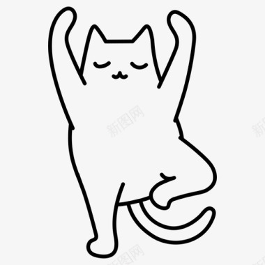 猫瑜伽体位法冥想纳马斯特图标