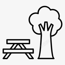 树下的礼包树下的长凳农业花园高清图片