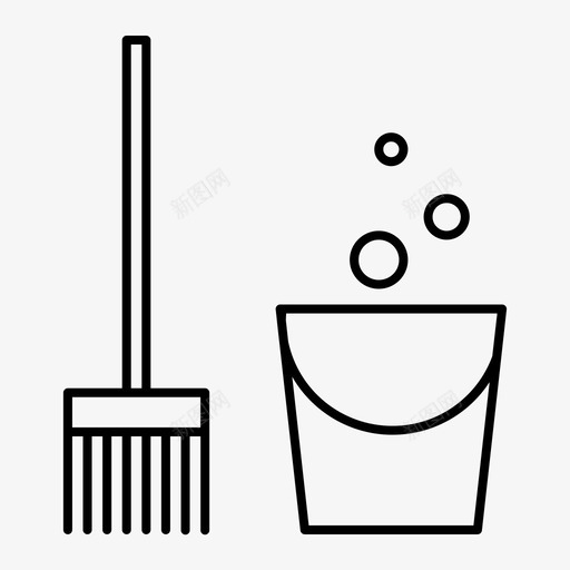 拖把桶清洁剂svg_新图网 https://ixintu.com 拖把 清洁剂 肥皂 湿的 烹饪 工具