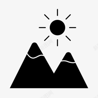 山和太阳季节天气图标