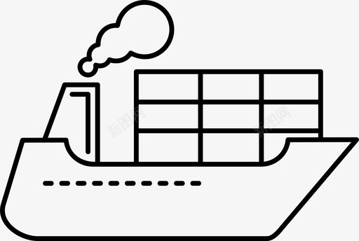 货船集装箱船物流图标