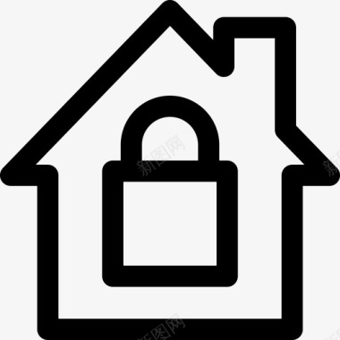 上锁的房子保护房泻湖线家园和房地产图标