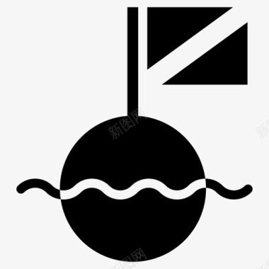 带潜水旗的浮标开放水域owd图标