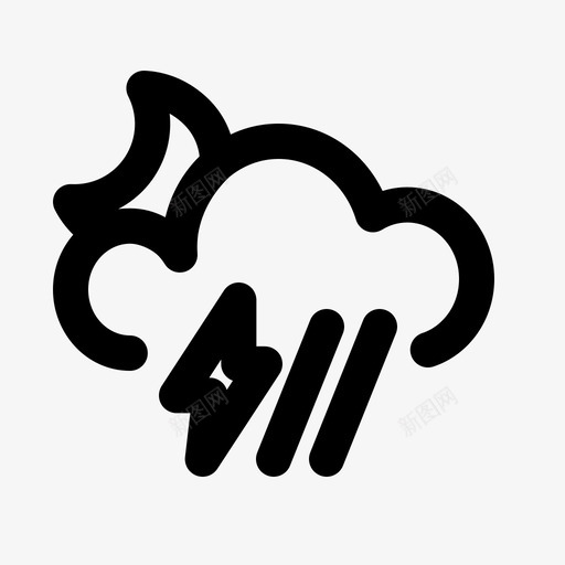 夜间雨和闪电大气气候svg_新图网 https://ixintu.com 夜间 闪电 预报 大气 气候 雨云 天气