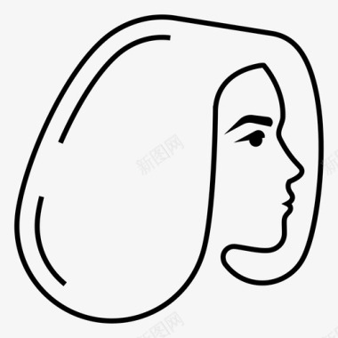 女人脸鲍勃发型女人发型图标