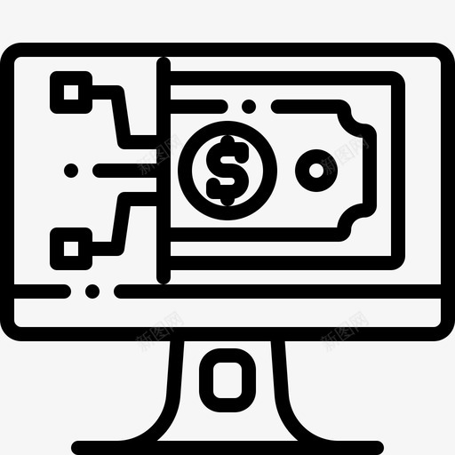 显示器硬币数字货币svg_新图网 https://ixintu.com 货币 显示器 硬币 数字 网上银行 网上支付 图标