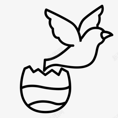 鸟出蛋基督教复活节图标