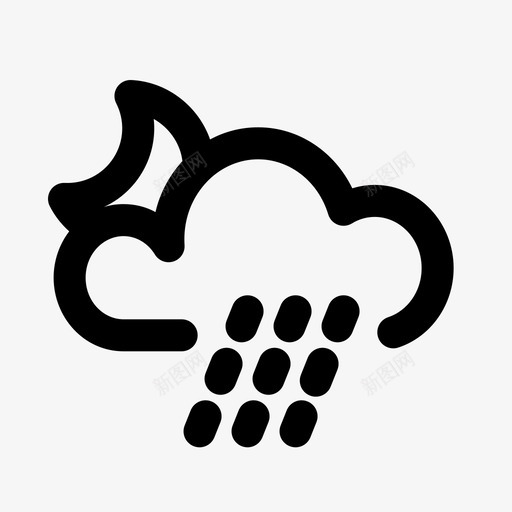 夜间降雨气候预报svg_新图网 https://ixintu.com 夜间 降雨 预报 气候 月亮 雨云 天气