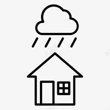 雨和房子气候温度图标
