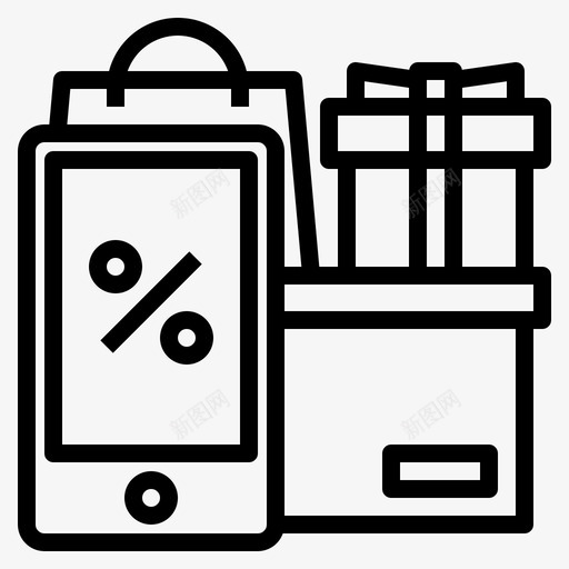 购物包盒svg_新图网 https://ixintu.com 购物 包盒 折扣 智能 手机 黑色 星期五