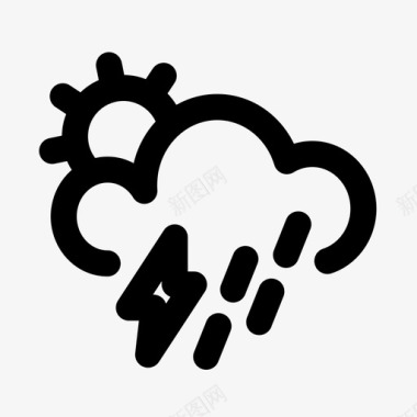 晴雨和闪电预报雨云图标