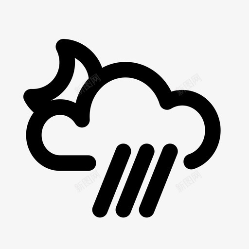 夜间降雨气候预报svg_新图网 https://ixintu.com 夜间 降雨 预报 气候 月亮 雨云 天气