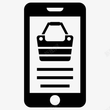 网上购物手机电子商务和购物图标