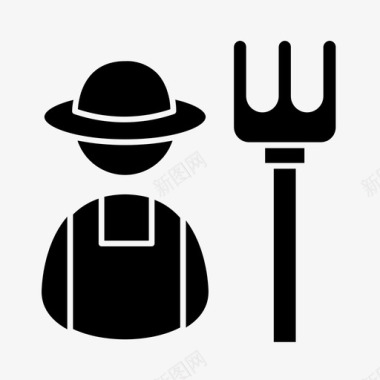 农夫和他的叉子农业花园图标