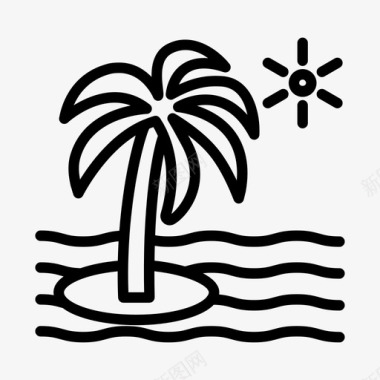岛棕榈树海潜水图标