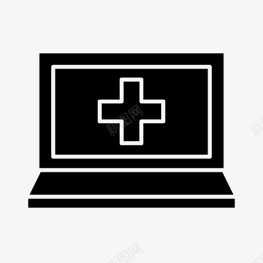 交叉和笔记本电脑医疗保健医院图标