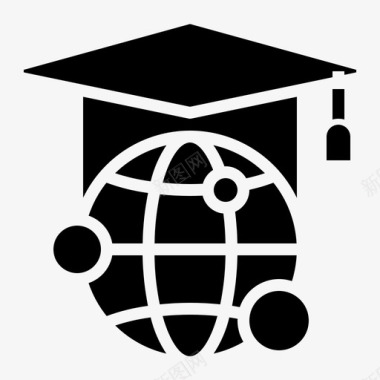 毕业帽教育全球图标