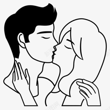 性感情侣之吻可爱拥抱图标