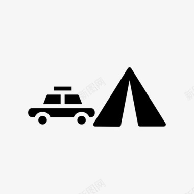 汽车和帐篷停车场皮卡车图标
