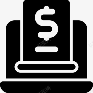 笔记本电脑钱帐单付款图标