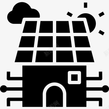太阳能电池板智能家居1黑填充图标