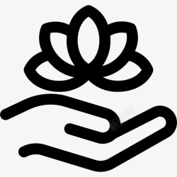 泻湖水疗和按摩花卉手高清图片