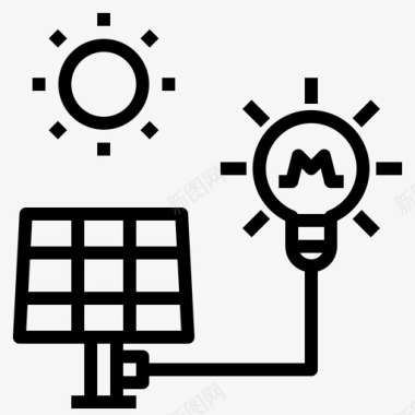 太阳能灯泡创意图标