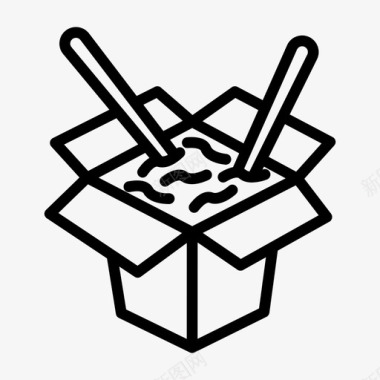 炒锅盒筷子面条图标