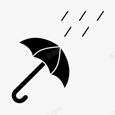雨伞和雨季节天气图标
