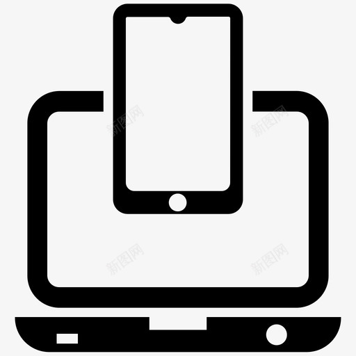 笔记本电脑电脑连接svg_新图网 https://ixintu.com 电脑 笔记本 连接 数据线 共享 智能 手机 额外 图标