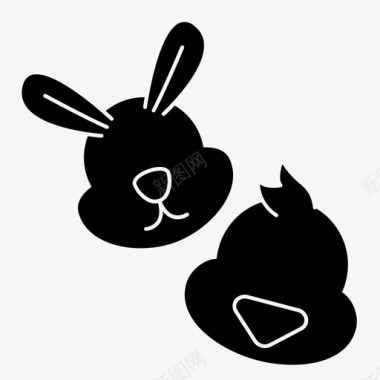 鸡和兔子基督教复活节图标