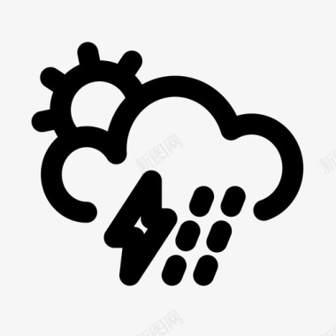 晴雨和闪电气候预报图标