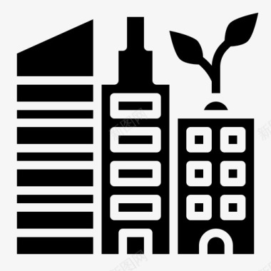 绿色建筑城市生态图标