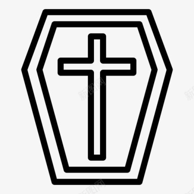 棺材葬礼十字架图标