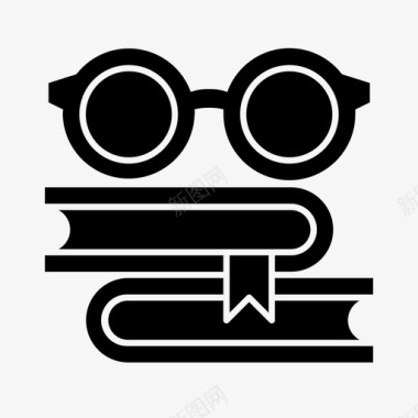 书籍和眼镜教育学校图标