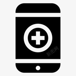 移动医疗移动应用程序医疗应用程序医疗包基本2黑色填充高清图片