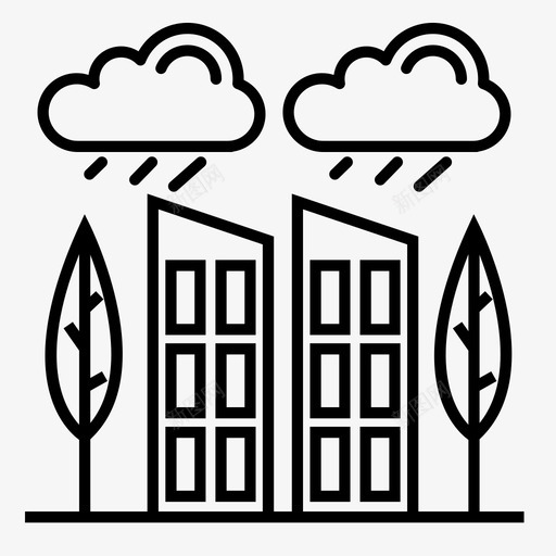天气建筑城市svg_新图网 https://ixintu.com 天气 建筑 城市 多云 云雨 季风 线图 图标