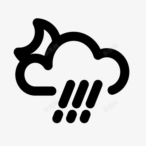 夜间降雨气候预报svg_新图网 https://ixintu.com 夜间 降雨 预报 气候 月亮 雨云 天气